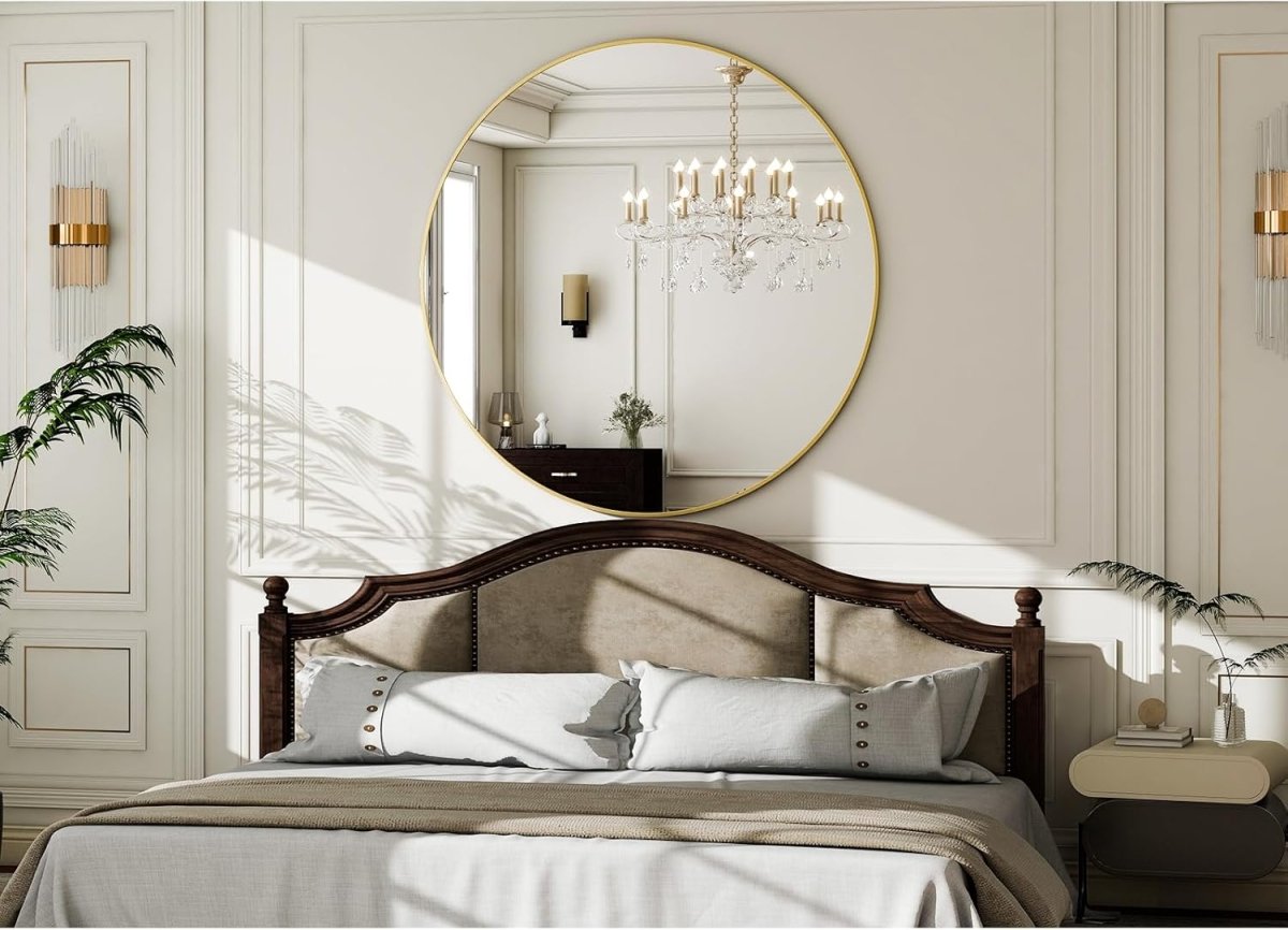 HARRITPURE Round Mirror 30 Black Wall Mounted Circle Mirrors Vanity Mirror with Brushed Aluminum Alloy Frame Modern Decoration for Bathroom, Living Room, Vanity, Bedroom, Entryway - Homesidy.com