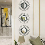 3 Pack Metal Mirrors for Wall Sunburst Wall Mirrors Home Décor Decorative Hanging Wall Art for Living Room Bedroom Entryway (Gold, Flower Sunburst) - Homesidy.com