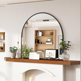 VooBang Arched Wall Mirror, 30 x 38 inch Arch Bathroom Mirror, Wall Mounted Vanity Mirror with Arch Metal Frame, Modern Bathroom Vanity Mirror for Bedroom, Living Room, Hanging or Leaning, Black - Homesidy.com