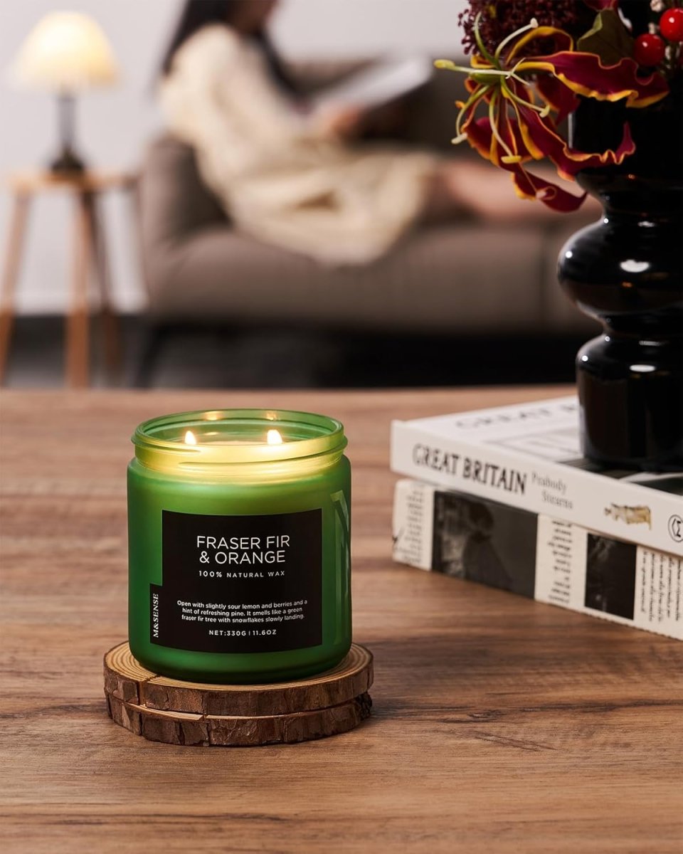 M&amp;SENSE Ode to Winter Soy Candles Strong Scented, 2 Wick Jar Candle 19.4oz 110 Hour Long Lasting, Lavender Sandalwood Organic Natural Aromatherapy Candle Gifts Bedroom Bathroom Home Decor - Homesidy.com