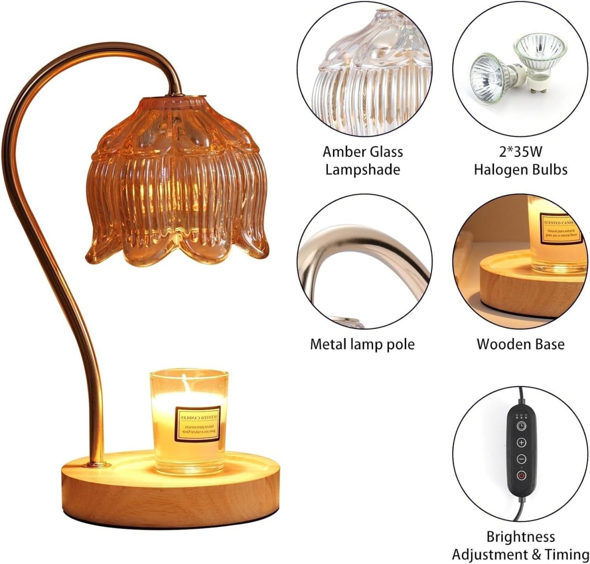 GEEZO Fragrance Candle Warmer Lamp，Electric Candle Warmer with Timer &amp; Dimmer，Mom Christmas Birthday Gifts for Women, House Warming Gifts New Home Bedroom Decor - Homesidy.com