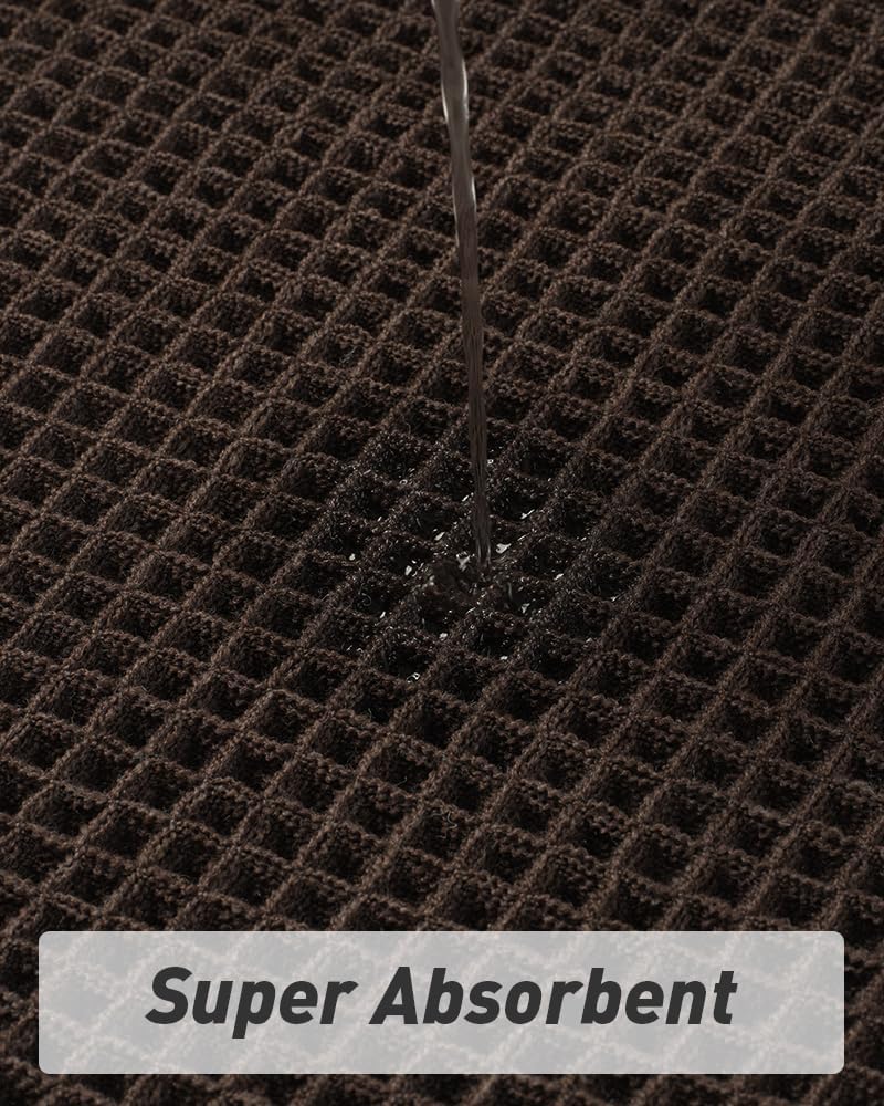 AMOAMI Upgraded Waffle Bath Mat, Super Absorbent Non Slip Bath Mats for Bathroom Floor, Machine Washable Bathroom Rugs with Tassels, Rubber Backed Bathroom Mats, Ultra Soft, 18&34; x 30&34;, Brown - Homesidy.com