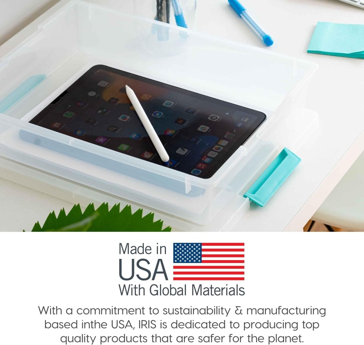 IRIS USA 6 Qt. Plastic Storage Bins Containers with Lids, 4 Pack, Small Sensory Bin, Craft Storage, Craft Organizers &amp; Storage, Organizing Container for Home, Office &amp; Art Supplies, Stackable, Clear - Homesidy.com