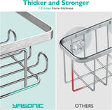 YASONIC Corner Adhesive Shower Caddy, with Soap Holder and 12 Hooks, Rustproof Stainless Steel Bathroom Organizer, No Drilling Wall Mounted Rack, Black, 3 - Pack - Homesidy.com