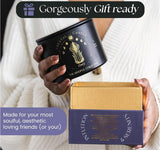 Black Crystal Candle for Women - 12oz Wood Wick Candle That Crackles with Natural Soy Wax. Luxurious Slow Burn, for Meditation. Includes Amethyst &amp; Smokey Quartz Crystals - Homesidy.com