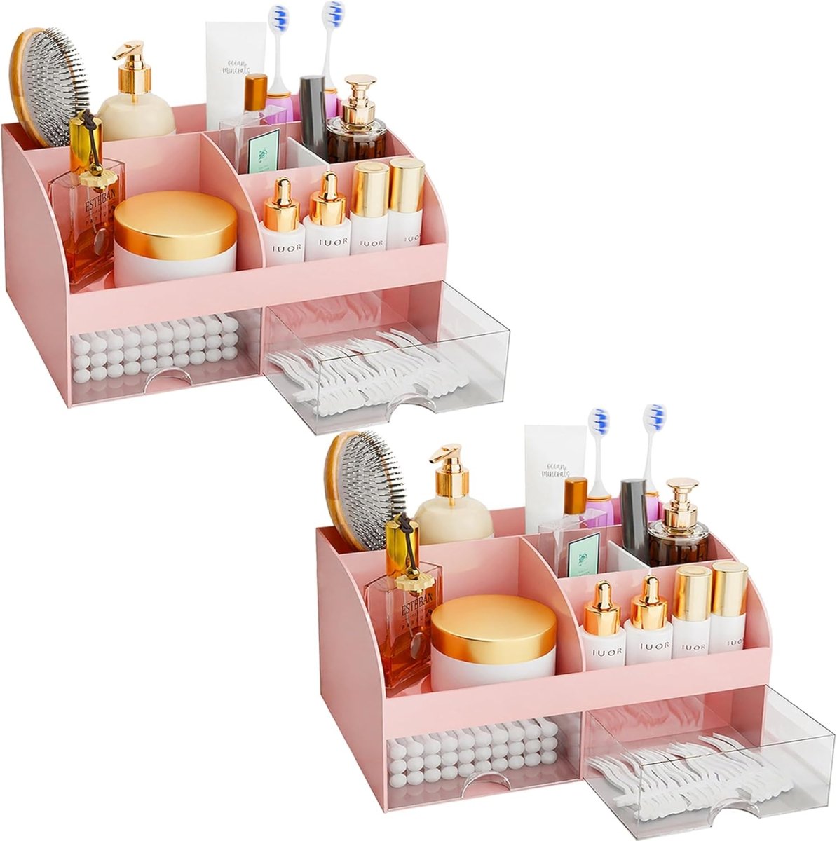 Makeup Organizer with Drawers, Cosmetic Storage for Dresser Vanity and Bathroom Countertop, Beauty Holder for Lipstick Brush, Skincare Organizer for Vanity, Cosmetic Display Case (White) - Homesidy.com