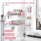 NESOMI Shower Caddy Adhesive Shower Organizer 7 - Pack, Rustproof Stainless Steel Bathroom Shelves, Large Capacity No - Drill Rack Storage Accessories with Soap Dish Toothbrush Holder &amp;24 Hooks Home Decor - Homesidy.com