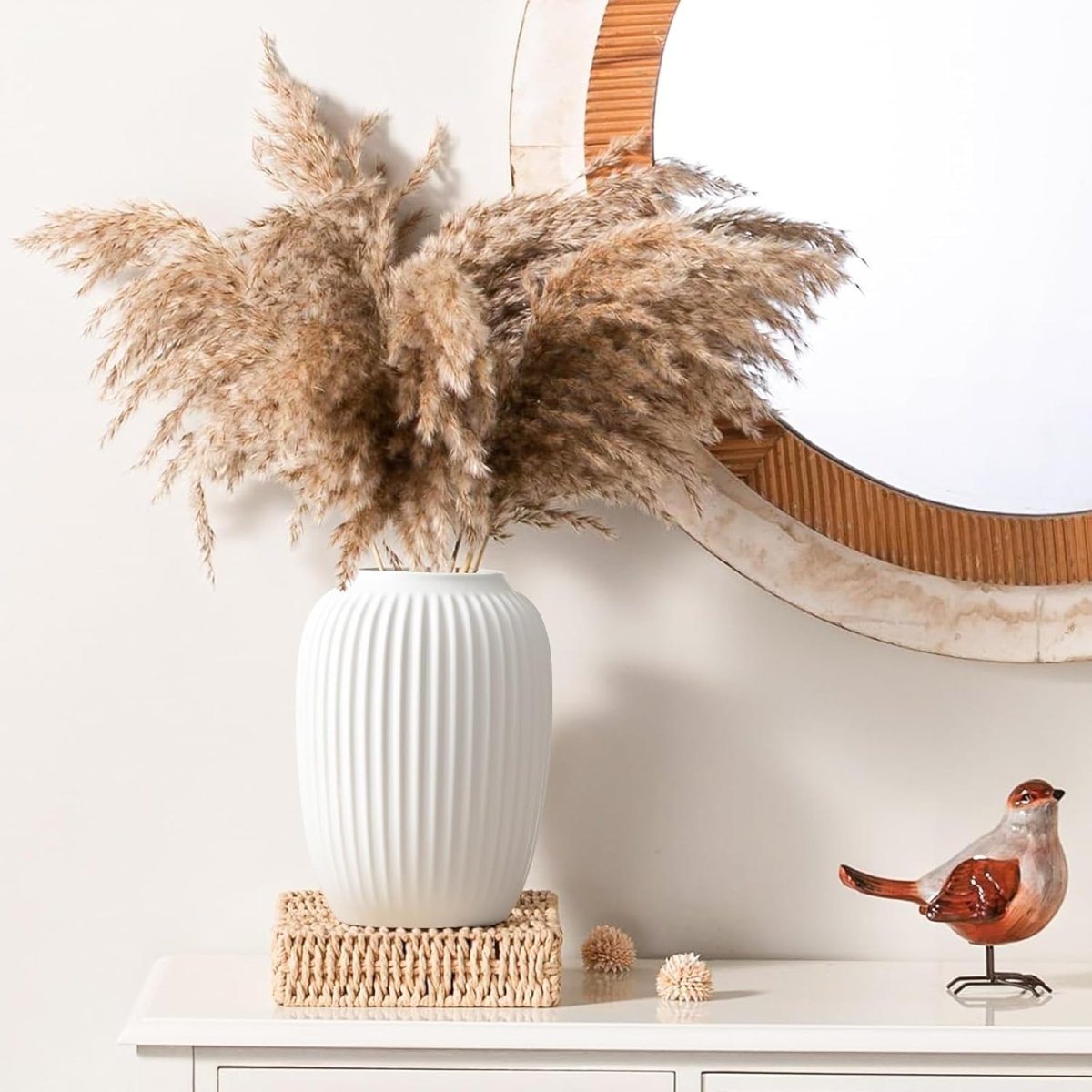 Ceramic Vases Set of 2,Modern Vases for Home Decor, White Boho Style for Living Room Kitchen Mantle Bedroom Dining Table Office Farmhouse Decorative Design - Homesidy.com