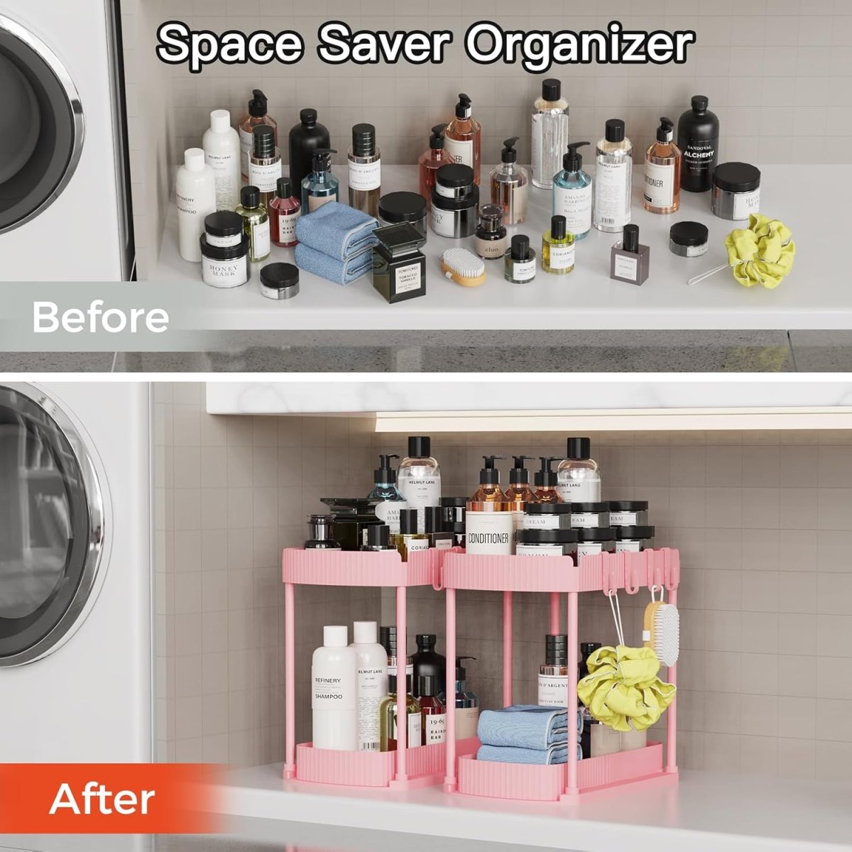 Ukeetap Multi - Purpose Pull - Out Storage Organizers, Under Sink/Cabinet Organizers and Storage for Bathroom &amp; Kitchen, Black, 12.8 Inches, 2 Packs - Homesidy.com