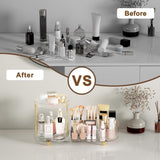 Makeup Organizer Countertop for Vanity, Rotating Perfume Tray with 5 - compartment Cosmetic and Skincare Organizers, Multi - Purpose Desk Storage Makeup Brush Holder for Bathroom Bedroom Counter - Homesidy.com