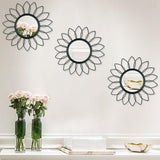 3 Pack Metal Mirrors for Wall Sunburst Wall Mirrors Home Décor Decorative Hanging Wall Art for Living Room Bedroom Entryway (Gold, Flower Sunburst) - Homesidy.com