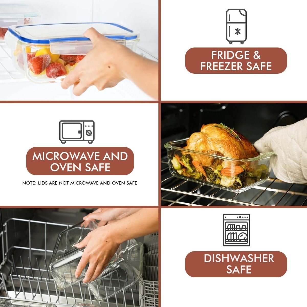 Razab 35 Pc Set Glass Food Storage Containers with Lids - Meal Prep Airtight Bento Boxes BPA - Free 100% Leak Proof (15 lids,15 glass &amp; 5 Plastic Sauce/Dip Containers) - Homesidy.com