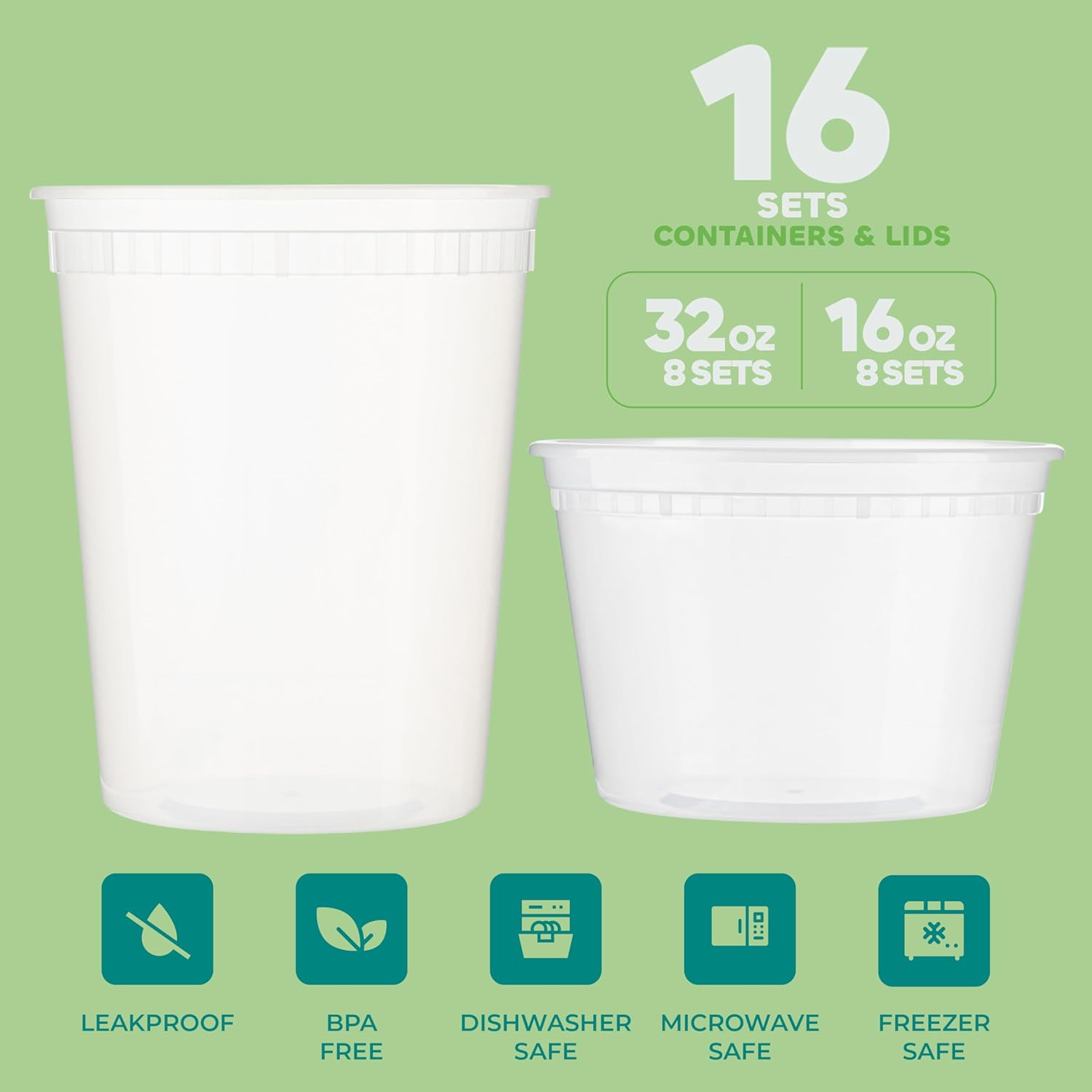 JoyServe Deli Food Storage Containers with Lids - (48 Sets) 24 - 32 Oz Quart Size &amp; 24 - 16 Oz Pint Size Plastic Airtight Takeout Meal Prep Storage, BPA - Free, Dishwasher, Microwave Safe - Homesidy.com