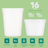 JoyServe Deli Food Storage Containers with Lids - (48 Sets) 24 - 32 Oz Quart Size &amp; 24 - 16 Oz Pint Size Plastic Airtight Takeout Meal Prep Storage, BPA - Free, Dishwasher, Microwave Safe - Homesidy.com