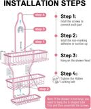 MSAICOE Shower Caddy Hanging - Never Rust Shower Hanging Organizer - Aluminum Over the ShowerHead Caddy with Soap Basket and 6 Hooks for Razor/Sponge (Black) - Homesidy.com