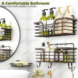 Shower Caddy, Adhesive Shower Organizer with Soap Dish and 4 Hooks, Rustproof Stainless Steel Shower Shelves, Wall Mounted No Drilling Storage Shelf Basket Accessories for Bathroom &amp; Kitchen - Homesidy.com