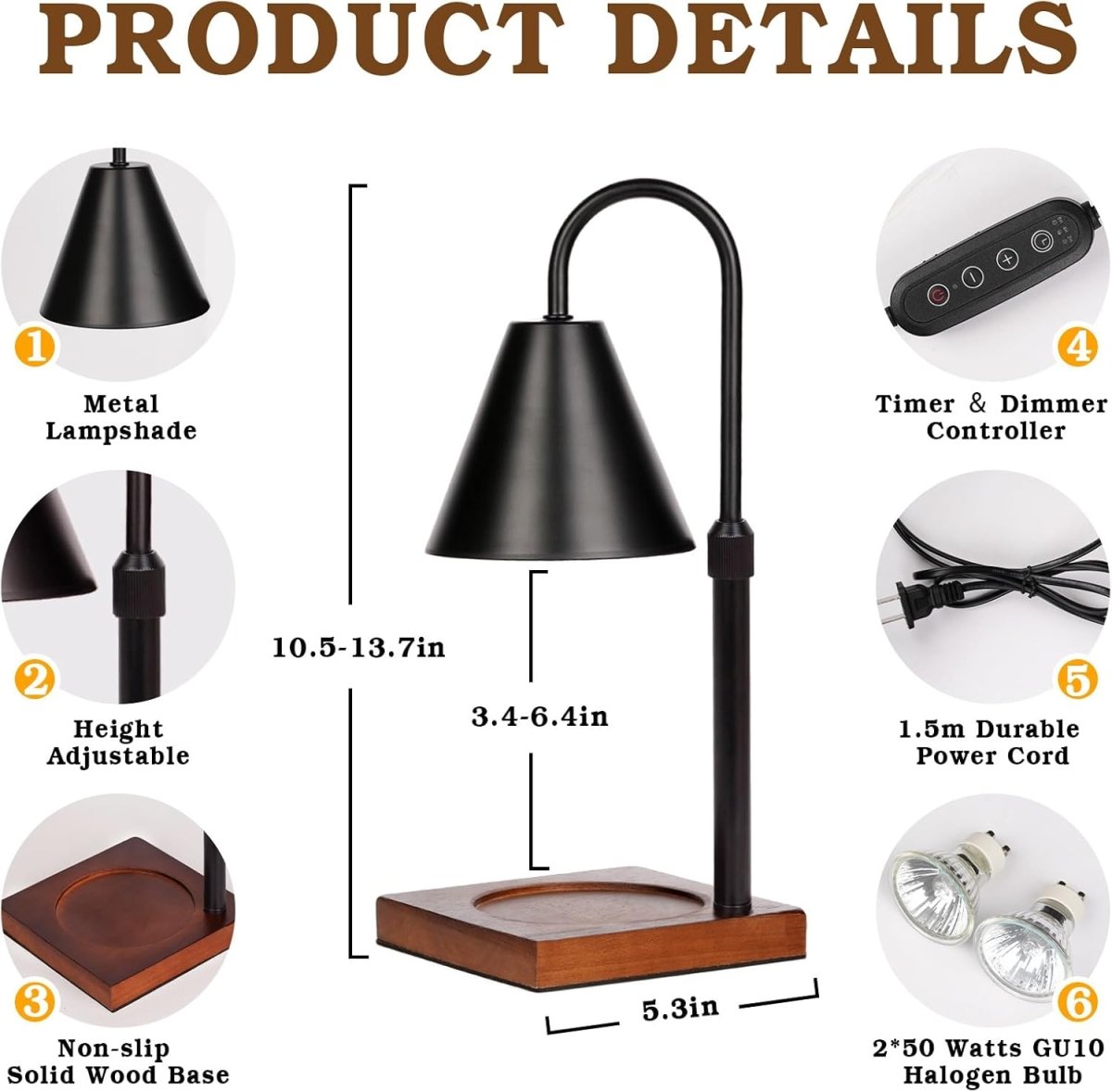 Modern Candle Warmer Lamp with Timer, Dimmable Candle Lamp Warmer, Men Women Christmas Birthday Gifts, Black Candle Warmer, Adjustable Candle Light Warmer, Cozy Living Room Bedroom Home Decor - Homesidy.com