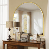 VooBang Arched Wall Mirror, 30 x 38 inch Arch Bathroom Mirror, Wall Mounted Vanity Mirror with Arch Metal Frame, Modern Bathroom Vanity Mirror for Bedroom, Living Room, Hanging or Leaning, Black - Homesidy.com