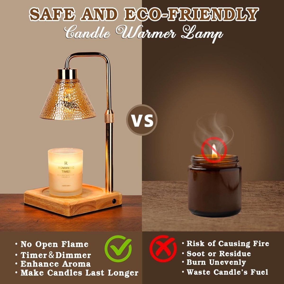 Modern Candle Warmer Lamp with Timer, Dimmable Candle Lamp Warmer, Men Women Christmas Birthday Gifts, Black Candle Warmer, Adjustable Candle Light Warmer, Cozy Living Room Bedroom Home Decor - Homesidy.com