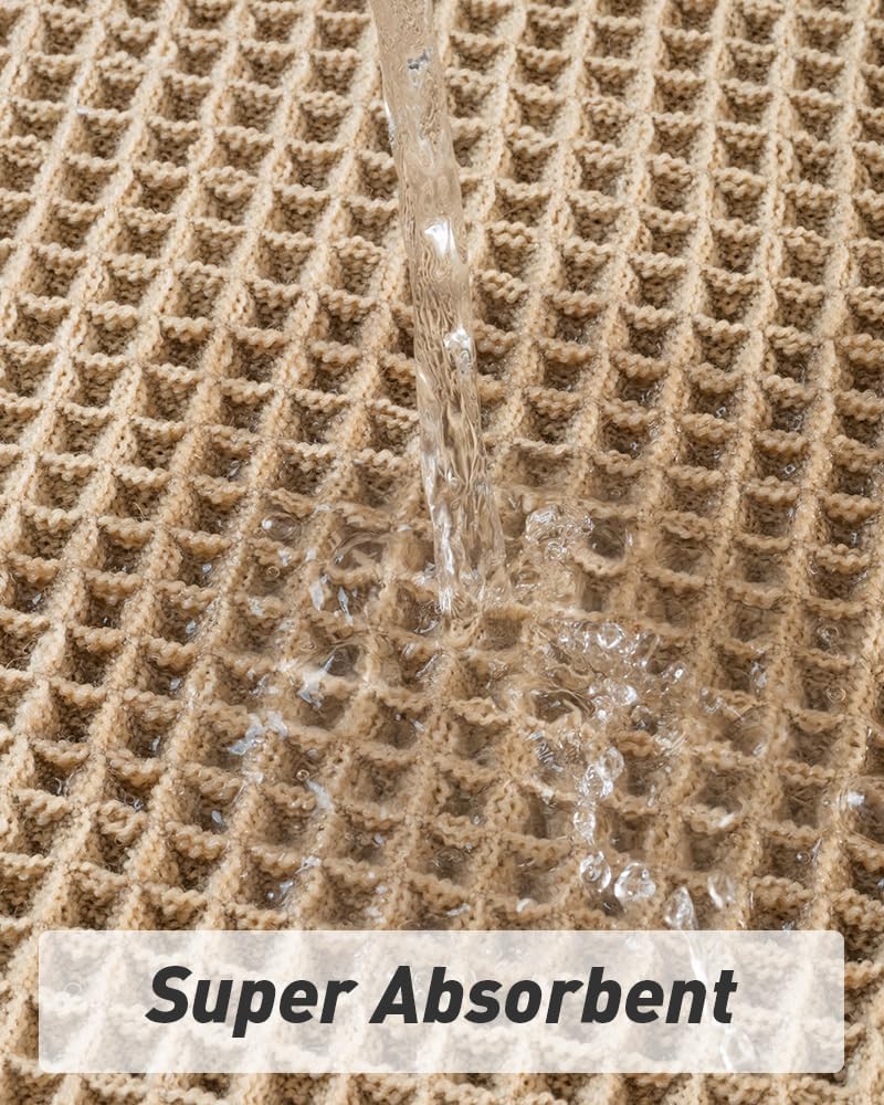 AMOAMI Upgraded Waffle Bath Mat, Super Absorbent Non Slip Bath Mats for Bathroom Floor, Machine Washable Bathroom Rugs with Tassels, Rubber Backed Bathroom Mats, Ultra Soft, 18&34; x 30&34;, Brown - Homesidy.com