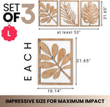 qmmp Modern Wooden Wall Sculptures - Set of 3 - MDF - Oak - Home Decor Accent - Large Wall Art for Living Room, Bedroom, Office - Easy Installation (Oak, Medium - Mountain and Sun, Unframed) - Homesidy.com