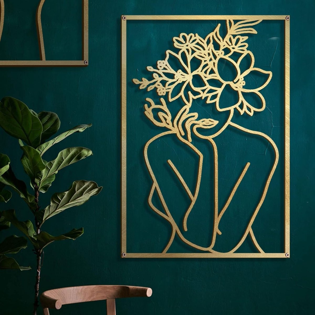 Glamativity 4 Pack Gold Wall Art Decor, Minimalist Single Line Real Metal Wall Art, Womans Body Shape Abstract Wall Art (Gold Classic Style, 17 x 11.8) - Homesidy.com