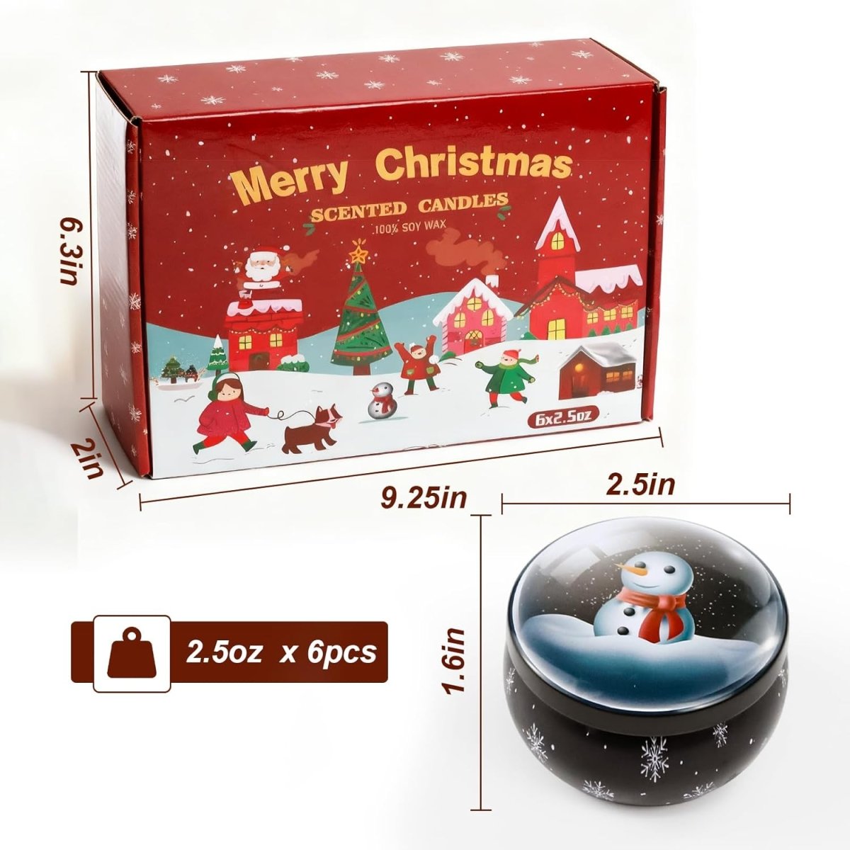 Christmas Candle Set, 6 Pack Candles for Home Scented, Aromatherapy Jar Candle Gifts for Women, Natural Soy Wax Long Lasting Glass Candle Set, Scented Candles for Christmas, Birthday, Thanksgiving Day - Homesidy.com