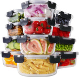 HOMBERKING 24pc Borosilicate Glass Food Storage Containers with Lids, Glass Meal Prep Containers with Leak Proof Snap Lock Lids, Airtight Bento Lunch Boxes, Kitchen Storage (12 lids &amp; 12 Containers) - Homesidy.com