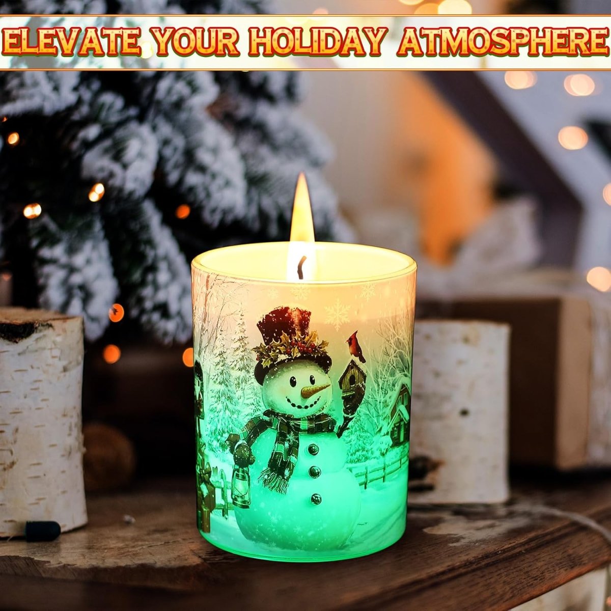 Electricwise Christmas Scented Candle Gift Set for Women, LED Xmas Candles Can Change Into 7 Colors, Winter Candle with 7.6oz Soy Wax Fir Holiday Candles for Christmas Women Gift(Snowman) - Homesidy.com
