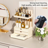 StorBin 3 Drawers Makeup Organizer - 5 Tier Bathroom Counter Organizers and Storage, Versatile Perfume Vanity Organizer, Ideal for Cosmetic, Large Skincare, Face Mask, Office Supplies, Amber - Homesidy.com