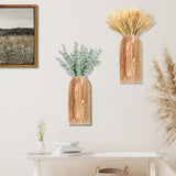 Dnnnii 2 Pack Wooden Wall Vase Set - Brown Finish Modern Farmhouse &amp; Boho Wall Decor for Entryway, Hallway, Bathroom, Living Room, Dining Room, Narrow Spaces - Homesidy.com