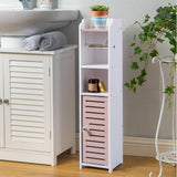 AOJEZOR Toilet Paper Holder Stand: No Drill PVC Small Bathroom Cabinet for Apartment Dwellers - Rental Deposit Protection - Small Space Storage Saving - Homesidy.com