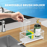 Cisily Black Sponge Holder for Kitchen Sink, Sink Caddy Organizer with High Brush Holder, Kitchen Countertop Organizers and Storage Essentials, Rustproof 304 Stainless Steel, Soap Dispenser Organize - Homesidy.com