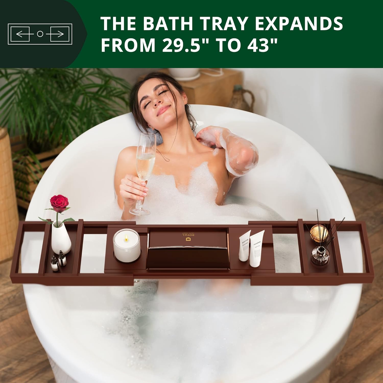 ROYAL CRAFT WOOD Bathtub Tray Caddy for Tub, Bamboo Bath Shelf, Premium Foldable Wood Bath Table, Expandable Bathtub &amp; Bathroom Accessories, New Home Gifts for Mom, Housewarming, Anniversary, Wedding - Homesidy.com