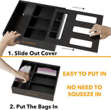 SpaceAid Bag Storage Organizer for Kitchen Drawer, Bamboo Organizer, Compatible with Gallon, Quart, Sandwich and Snack Variety Size Bag (1 Box 4 Slots) - Homesidy.com