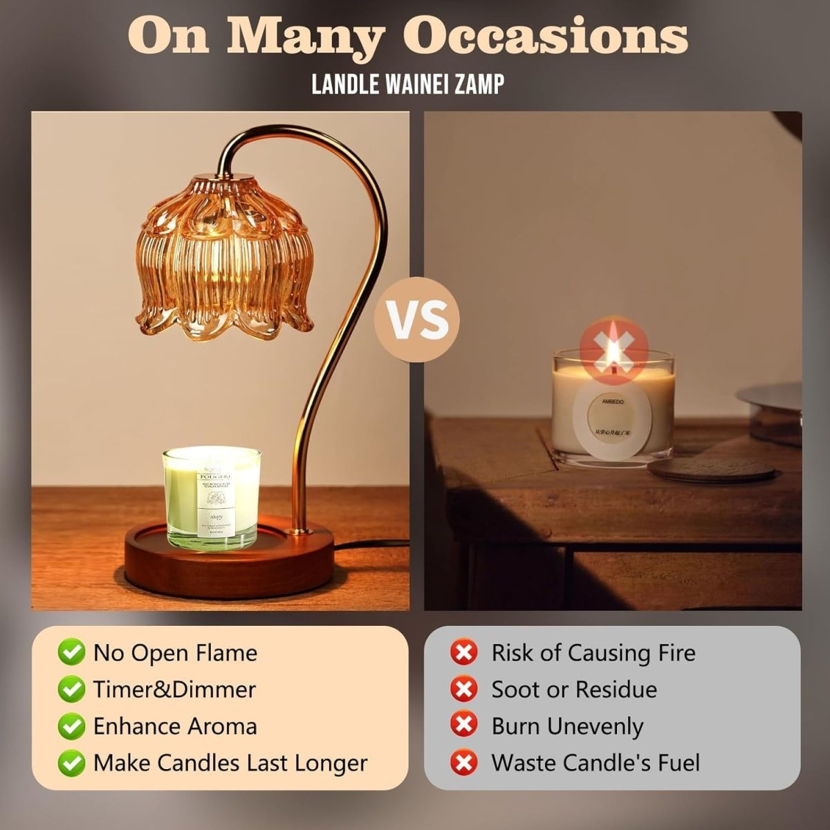 GEEZO Fragrance Candle Warmer Lamp，Electric Candle Warmer with Timer &amp; Dimmer，Mom Christmas Birthday Gifts for Women, House Warming Gifts New Home Bedroom Decor - Homesidy.com