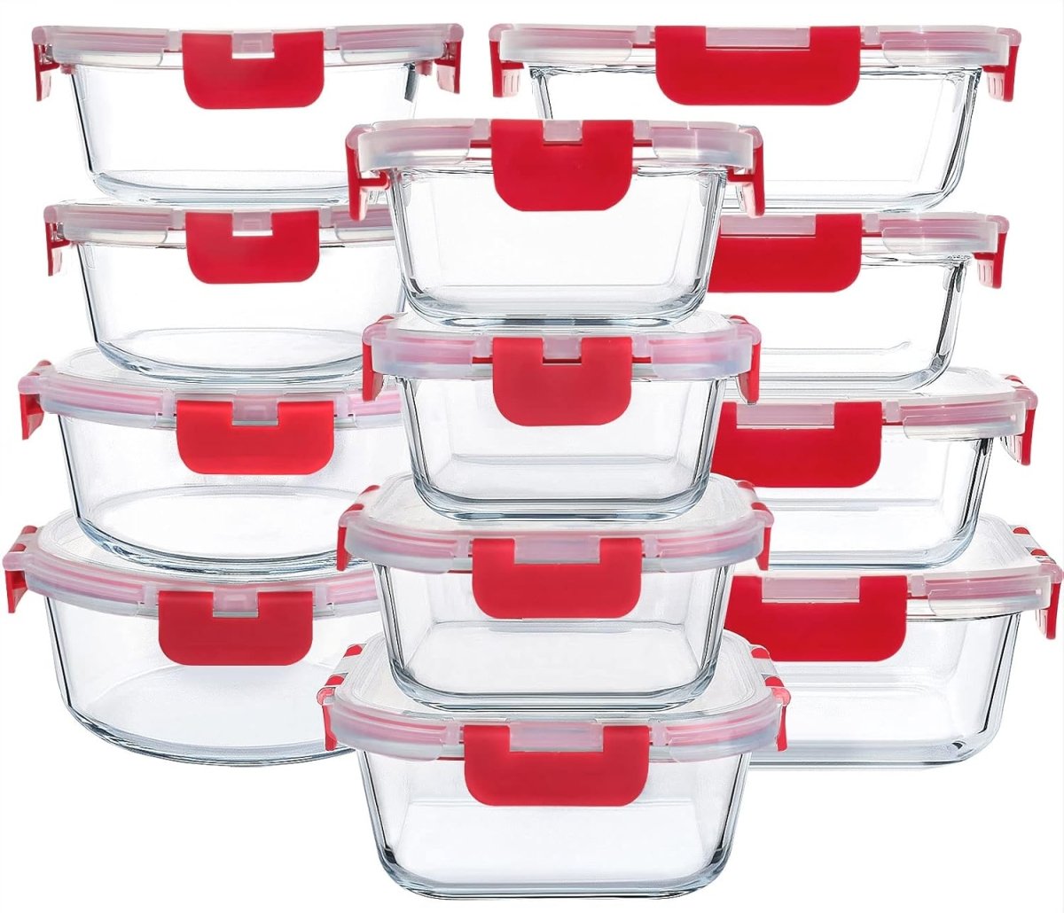 M MCIRCO 24 - Piece Glass Food Storage Containers with Upgraded Snap Locking Lids,Glass Meal Prep Containers Set - Airtight Lunch Containers, Microwave, Oven, Freezer and Dishwasher - Homesidy.com