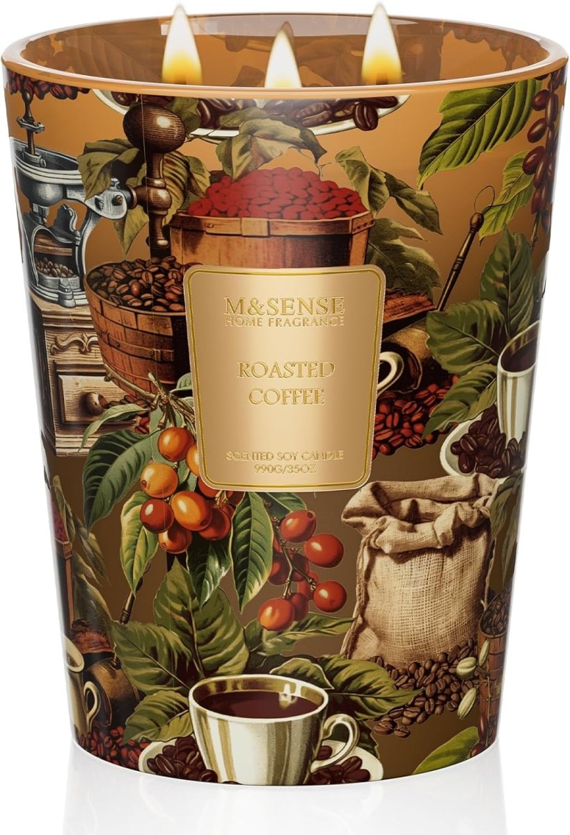 M&amp;SENSE Extra Large Candle Creamy Vanilla Scented, 3 - Wick 35oz 150H Long Lasting, Natural Soy Wax Aromatherapy Candle for Stress Relief, Home Fragrance Fall Winter Christmas Thanksgiving Gifts - Homesidy.com