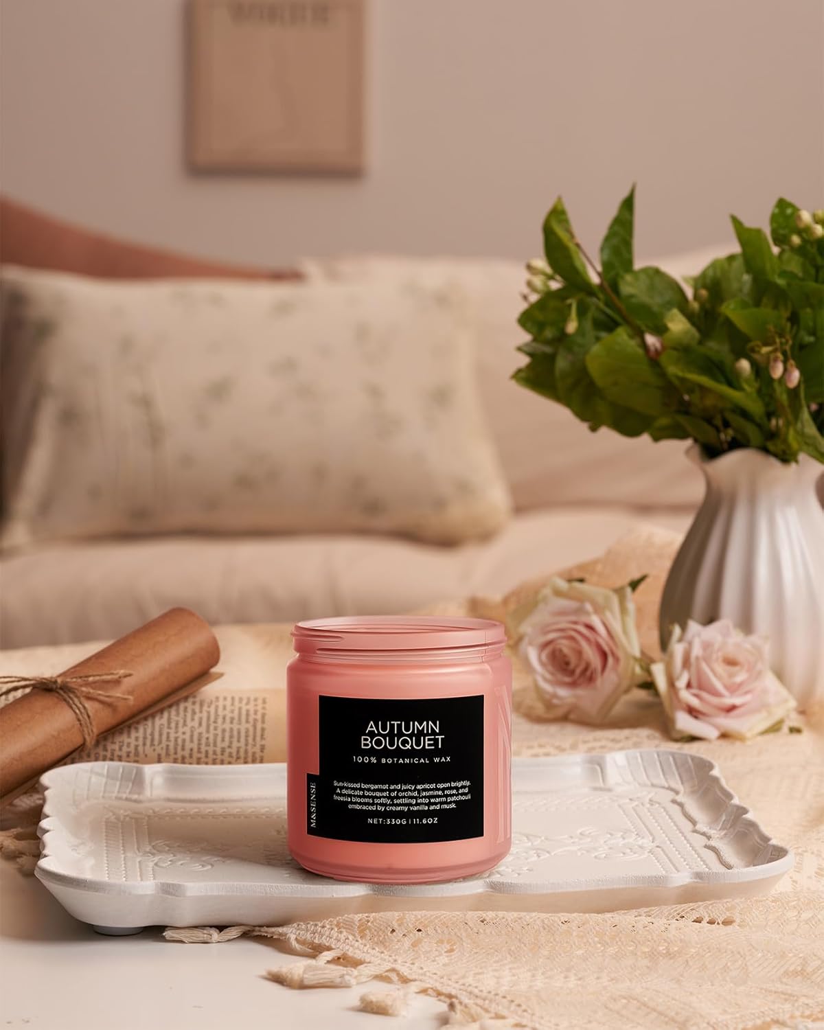 M&amp;SENSE Ode to Winter Soy Candles Strong Scented, 2 Wick Jar Candle 19.4oz 110 Hour Long Lasting, Lavender Sandalwood Organic Natural Aromatherapy Candle Gifts Bedroom Bathroom Home Decor - Homesidy.com