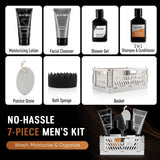 Gift Baskets for Men - 7 Pcs Mens Body Wash &amp; Skin Care Kit | All - in - One Grooming &amp; Bath Gift Set with Cedrus Atlantica Scent | Birthday &amp; Christmas Gifts for Men, Husband, Boyfriend, Brother, Father - Homesidy.com