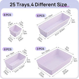 Vtopmart 25 PCS Clear Plastic Drawer Organizers Set, 4 - Size Versatile Bathroom and Vanity Drawer Organizer Trays, Storage Bins for Makeup, Bedroom, Kitchen Gadgets Utensils and Office - Homesidy.com