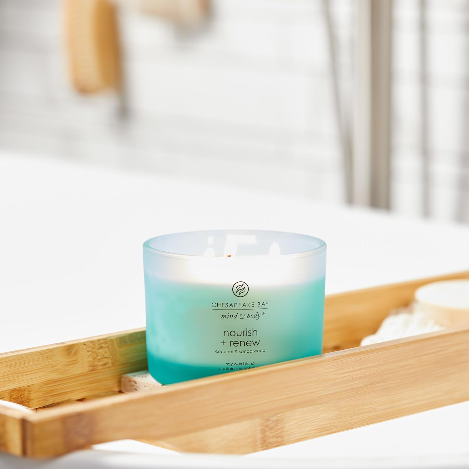 Chesapeake Bay Candle Mind &amp; Body 3 - Wick Coffee Table Jar Candle, Nourish Renew (Coconut &amp; Sandalwood) - Homesidy.com