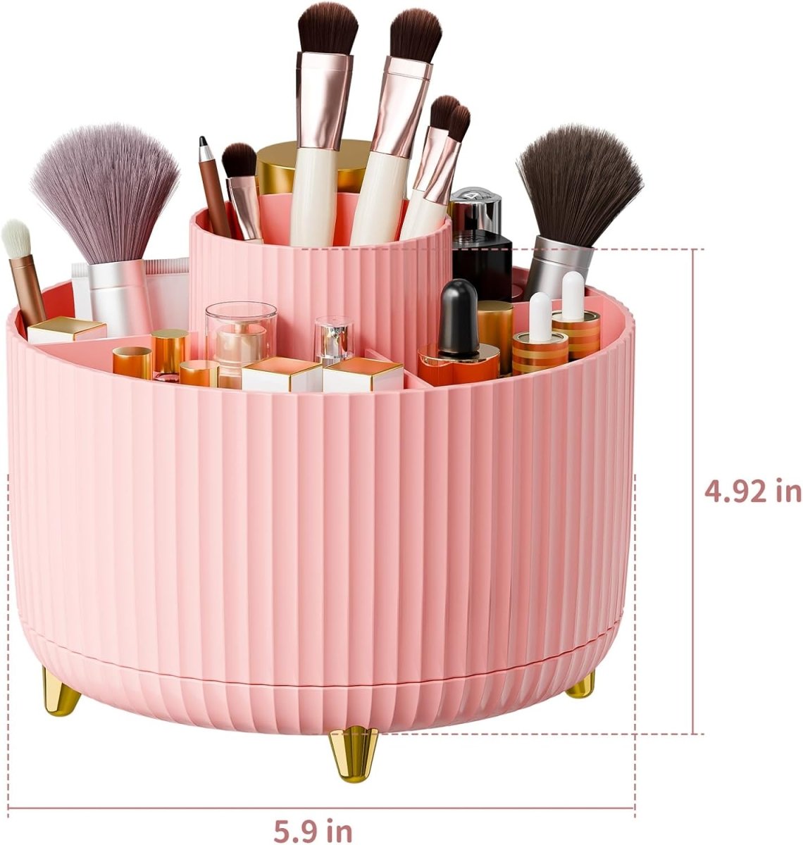 fanado 360° Rotate Makeup Brush Holder Organizer, Makeup Organizers Countertop, Makeup organization and Skincare Storage for Vanity, Desktop, Bathroom (White) - Homesidy.com
