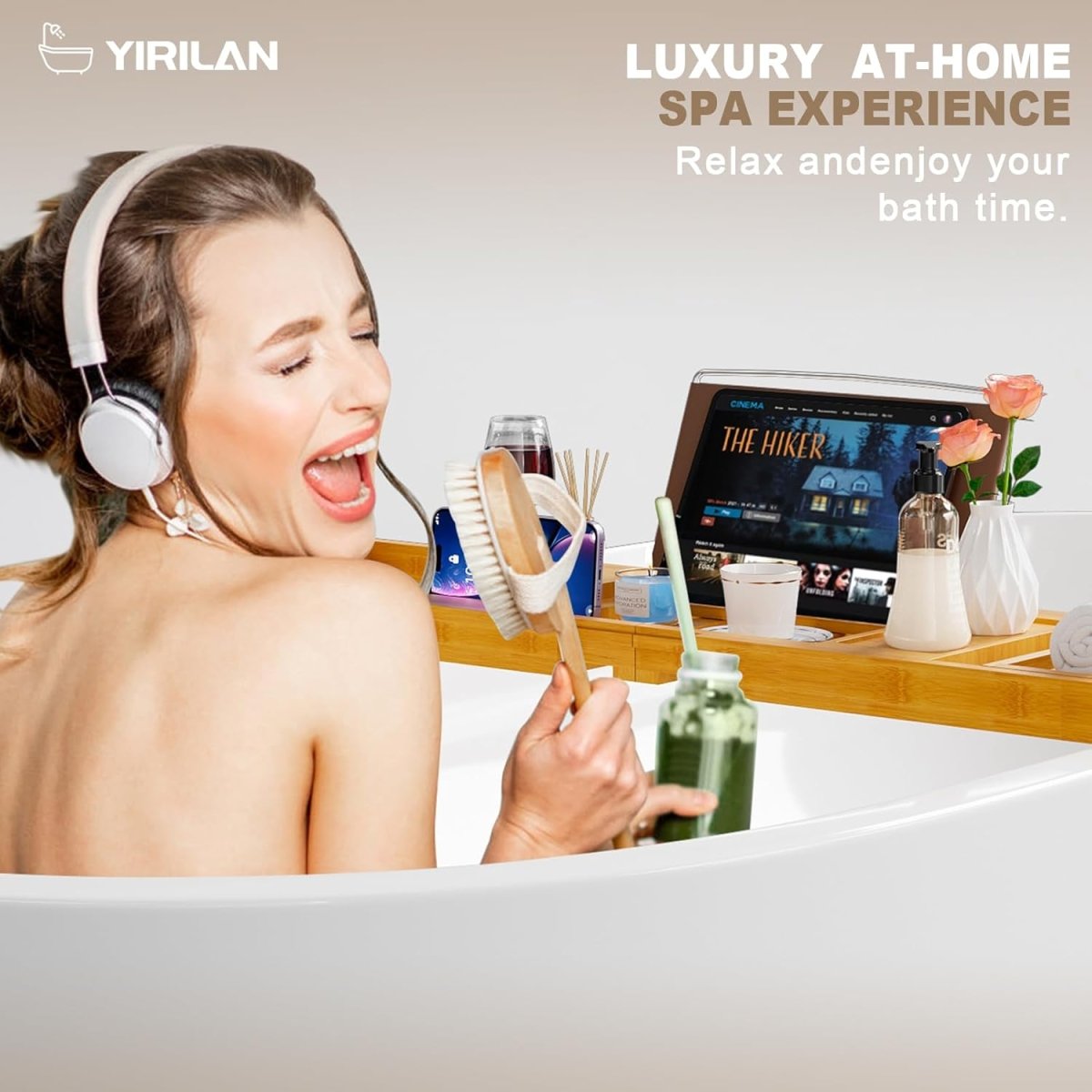 Premium Bathtub Tray Caddy, Expandable Bath Tray, Unique House Warming Gifts, New Home, Anniversary and Wedding Gifts for Couple, Bridal Shower Gift for Women - Homesidy.com