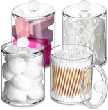 XIPENGKEJI 2 Pack Qtip Holder,Canister Apothecary Jar Set, Bathroom Jars with Lids Set for Cotton Swabs, Balls, Pads, Floss Picks,10oz - 12oz Plastic Canisters Restroom Bedroom Vanity Organizer(Black) - Homesidy.com