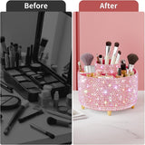 fanado 360° Rotate Makeup Brush Holder Organizer, Makeup Organizers Countertop, Makeup organization and Skincare Storage for Vanity, Desktop, Bathroom (White) - Homesidy.com