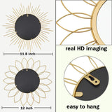 3 Pack Metal Mirrors for Wall Sunburst Wall Mirrors Home Décor Decorative Hanging Wall Art for Living Room Bedroom Entryway (Gold, Flower Sunburst) - Homesidy.com