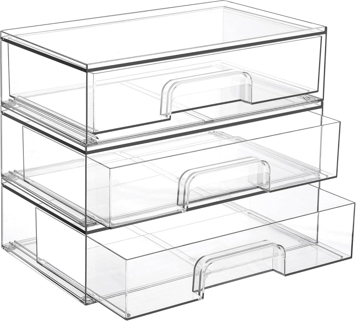 Vtopmart 12.1W Clear Stackable Storage Drawers,2 Pack Acrylic Plastic Organizers Bins for Makeup Palettes, Cosmetics, and Beauty Supplies,Ideal for Vanity, Bathroom,Cabinet,Desk Organization - Homesidy.com