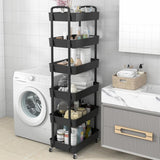 Sywhitta 3 - Tier Plastic Rolling Utility Cart with Handle, Multi - Functional Storage Trolley for Office, Living Room, Kitchen, Movable Storage Organizer with Wheels, White - Homesidy.com