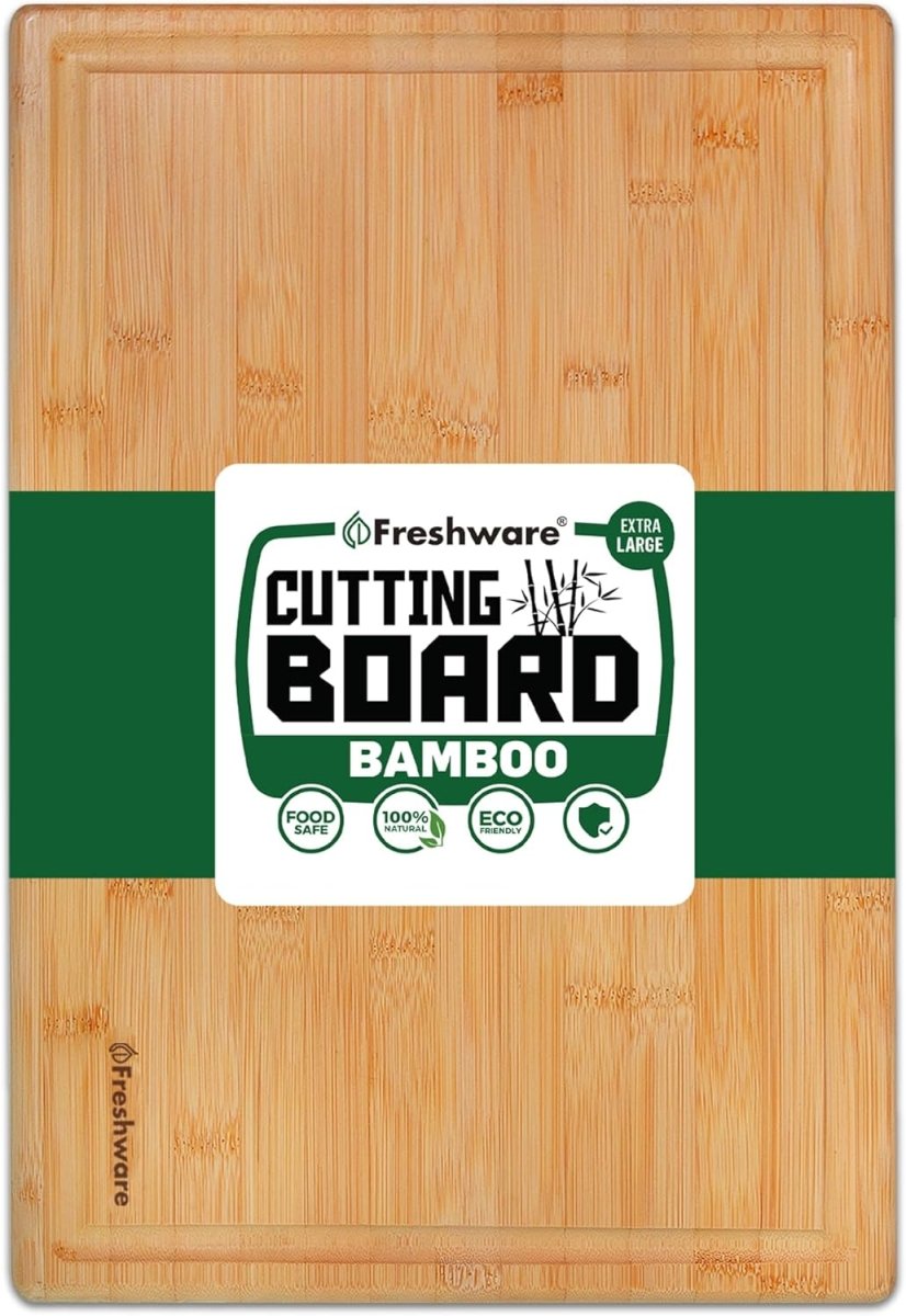 Bamboo Cutting Boards for Kitchen [Set of 3] Wood Cutting Board for Chopping Meat, Vegetables, Fruits, Cheese, Knife Friendly Serving Tray with Handles - Homesidy.com